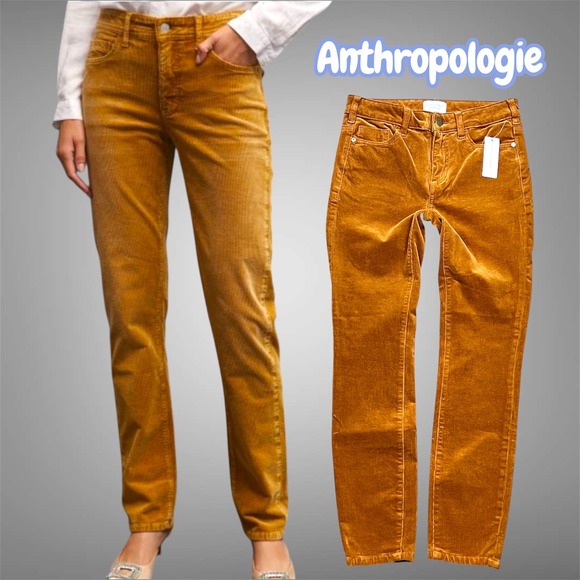 Pilcro and the Letterpress Pants - Anthropologie Pilcro High-Rise Skinny Corduroy Pants Cedar Gold Size 26 NWT